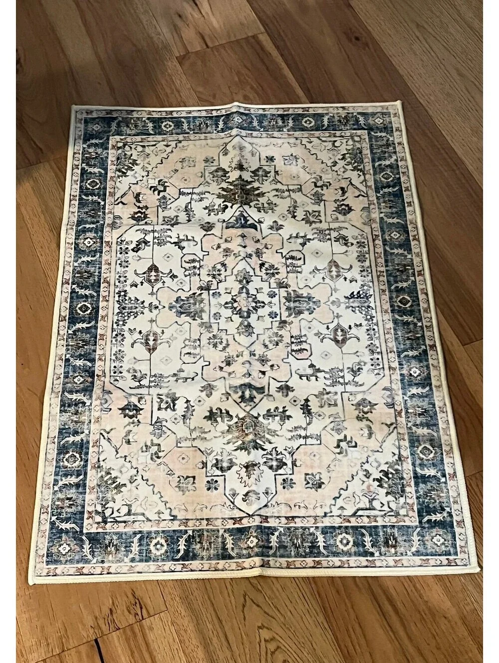 Blue and Cream Kitchen Mat Rug 2x3